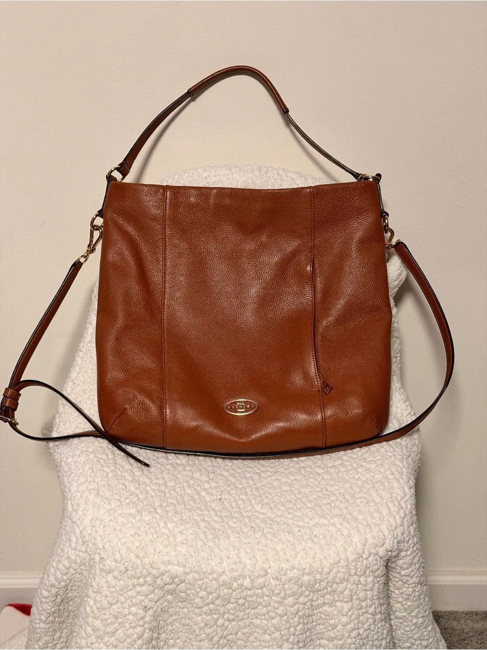 Coach Cognac Pebbled Leather Shoulder Bag